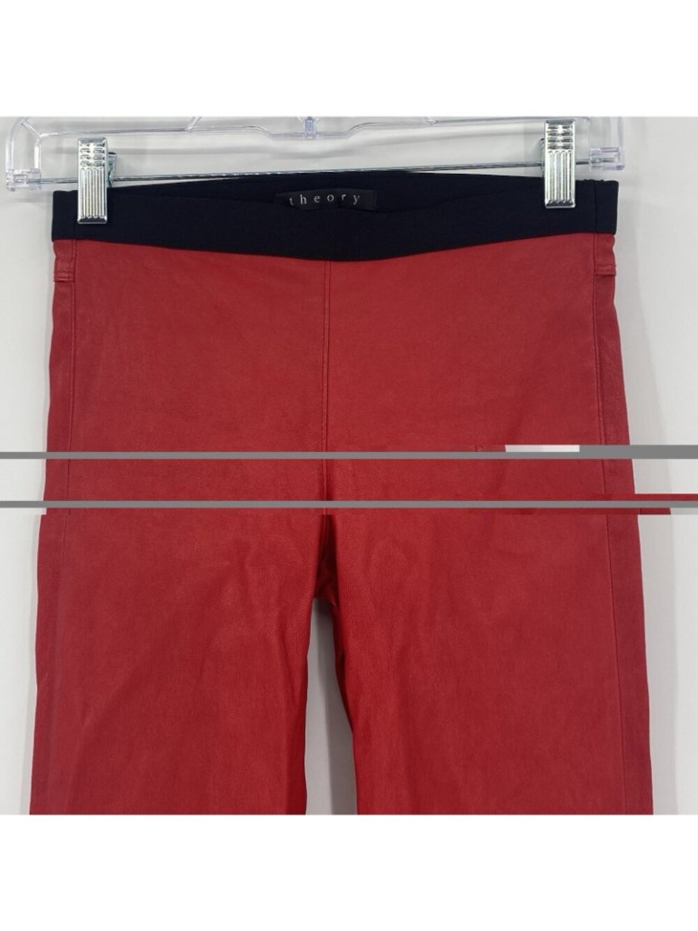Theory Women’s Size 00 Red Ima Maximus lambskin leather pants Pull On - Picture 11 of 16